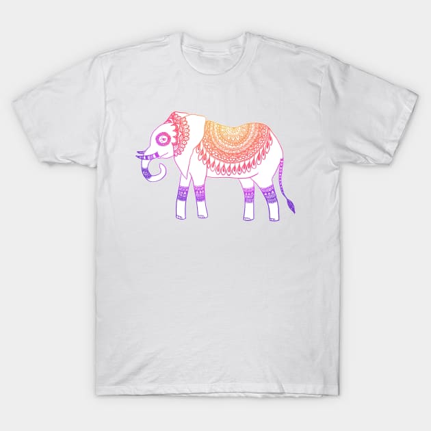 Boho Elephant Purple T-Shirt by julieerindesigns